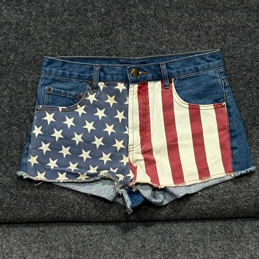 Forever 21 American Flag Denim Shorts - Red, White, Blue